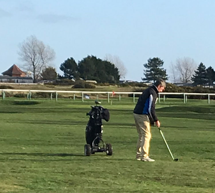 Nick about to tee off